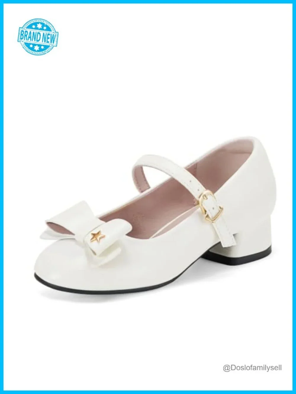 Girls Mary Jane Dress Shoes with Lambskin Insole Low Block Heel